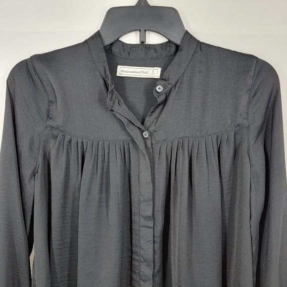 Abercrombie & Fitch Peasant Top Button Down Blouse Tie Sleeves Women's Small - Picture 3 of 11